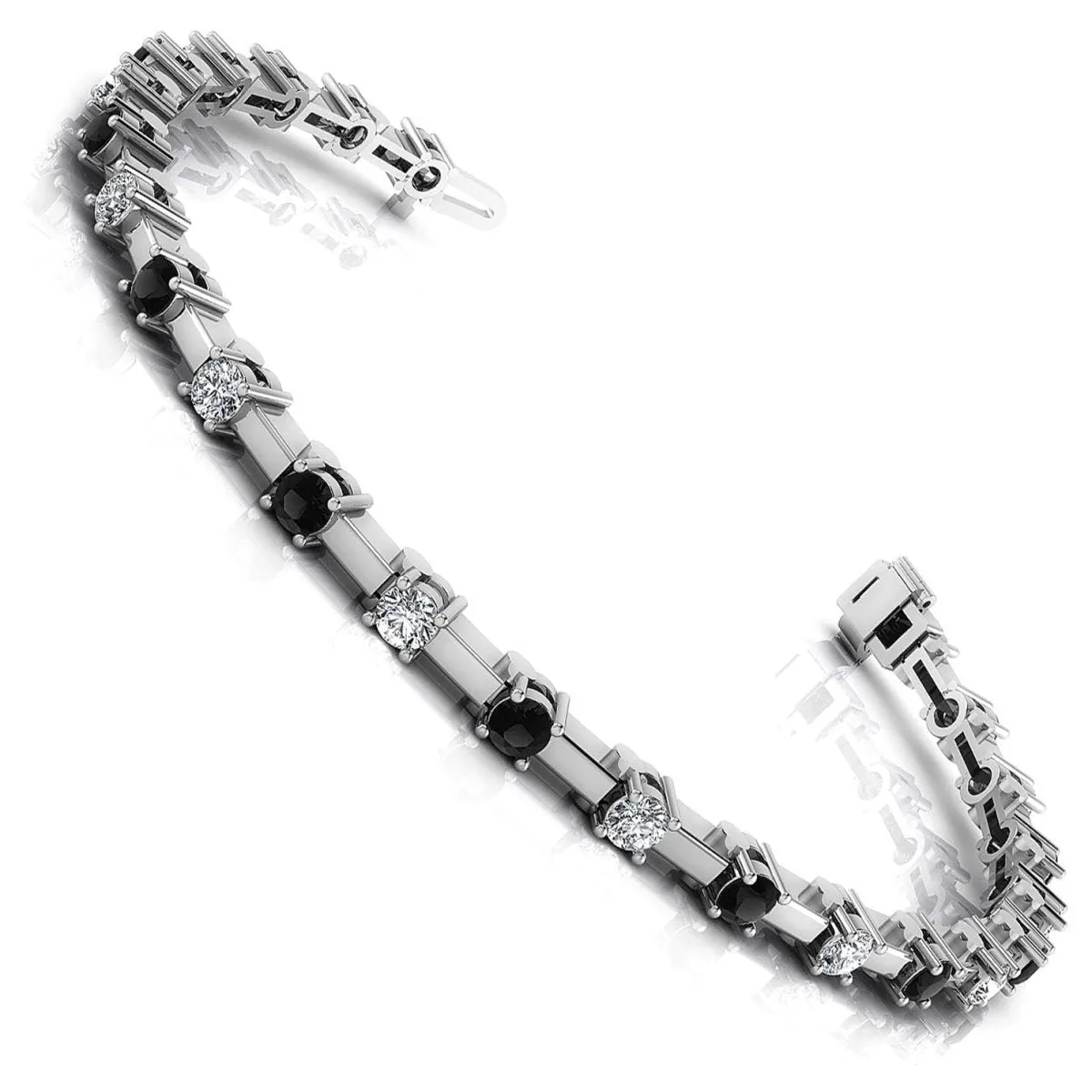 1.00-5.00 CT Round Cut Black Diamonds & Diamonds - Diamond Bracelet