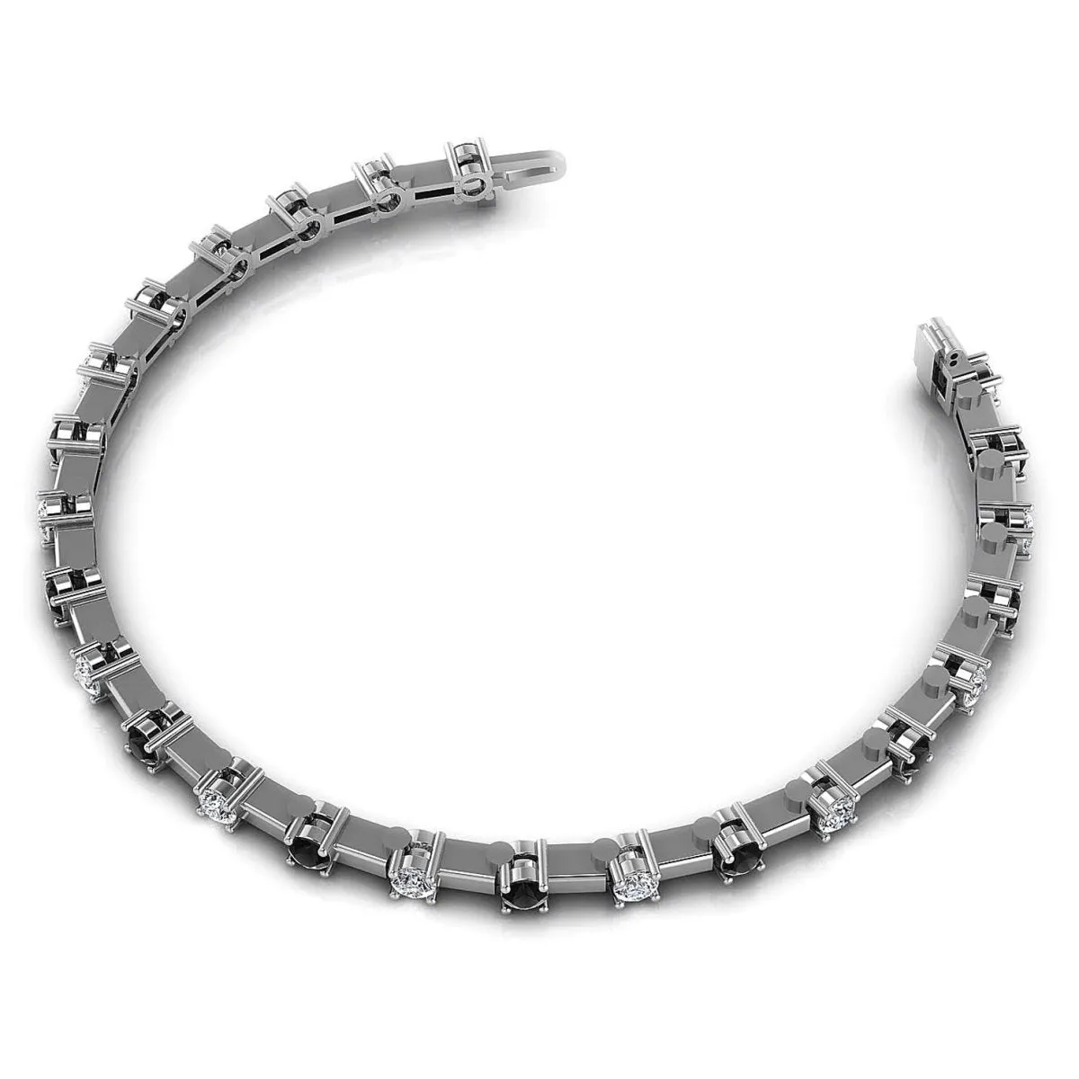 1.00-5.00 CT Round Cut Black Diamonds & Diamonds - Diamond Bracelet