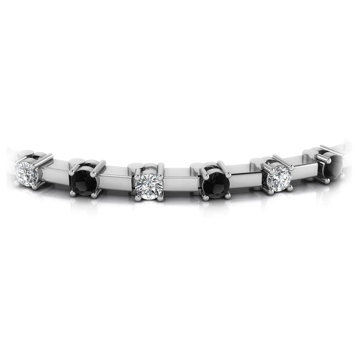 1.00-5.00 CT Round Cut Black Diamonds & Diamonds - Diamond Bracelet