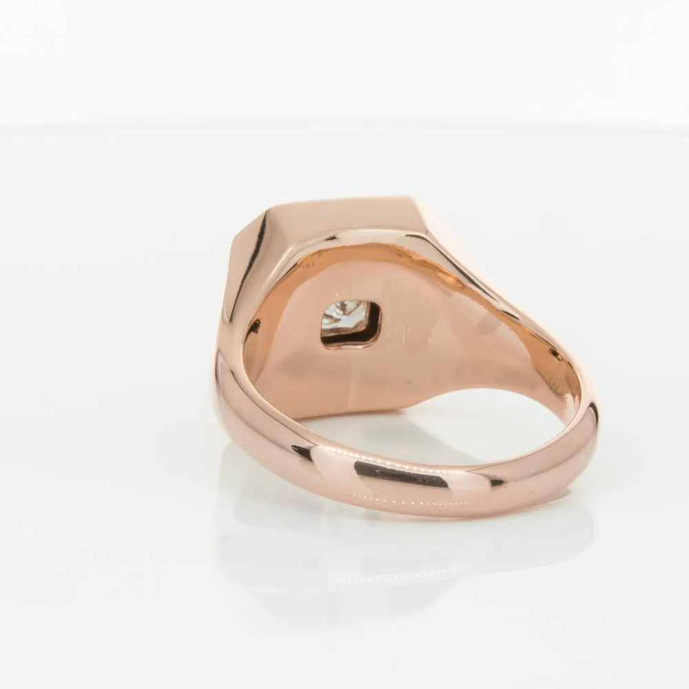 14ct Rose Gold Diamond Mens Signet Ring