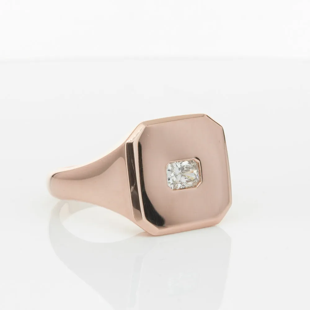 14ct Rose Gold Diamond Mens Signet Ring