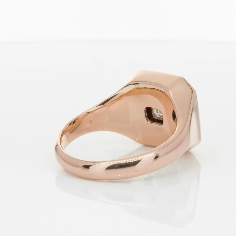 14ct Rose Gold Diamond Mens Signet Ring