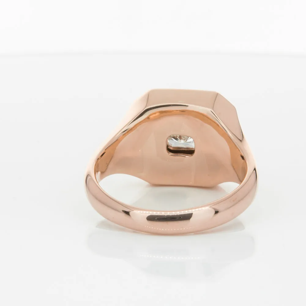 14ct Rose Gold Diamond Mens Signet Ring