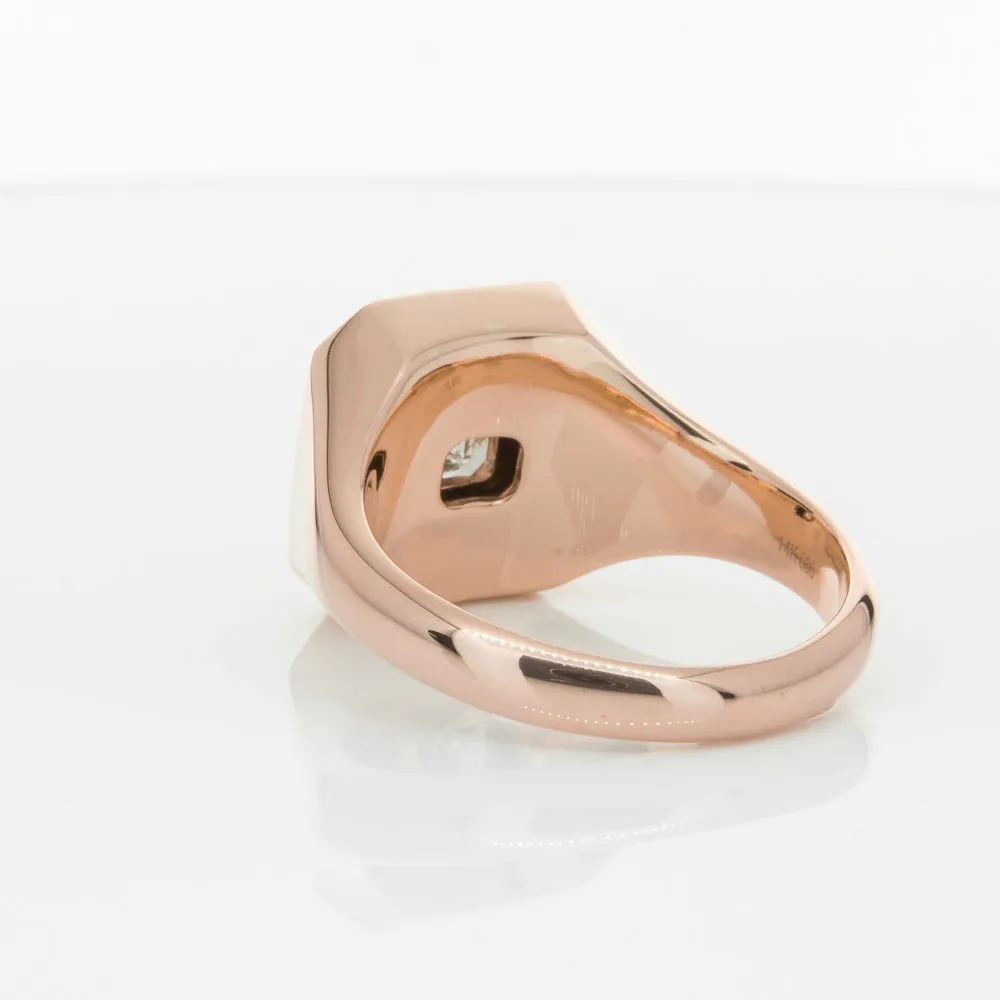 14ct Rose Gold Diamond Mens Signet Ring