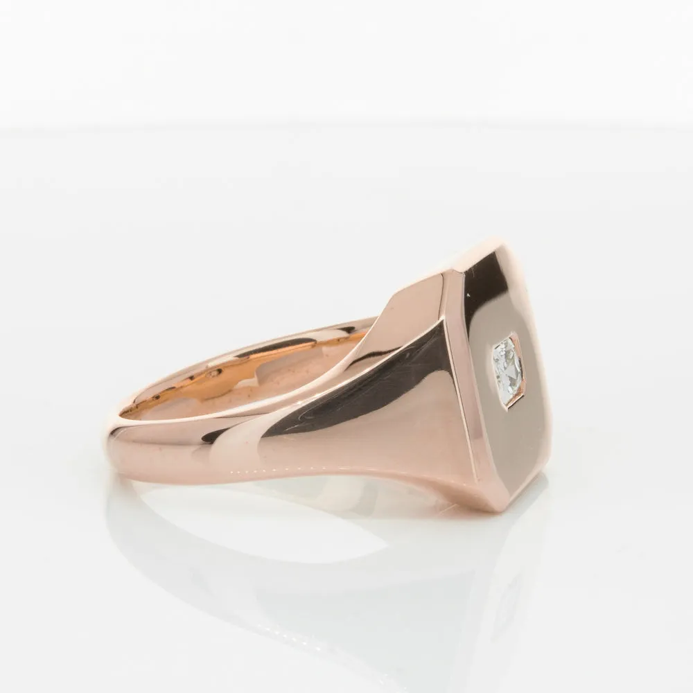 14ct Rose Gold Diamond Mens Signet Ring