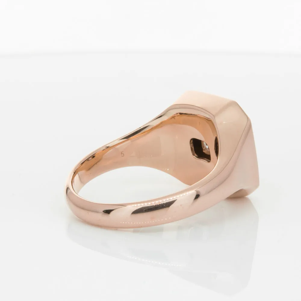 14ct Rose Gold Diamond Mens Signet Ring