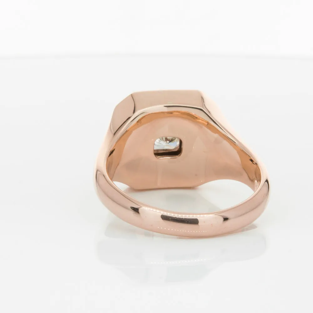 14ct Rose Gold Diamond Mens Signet Ring