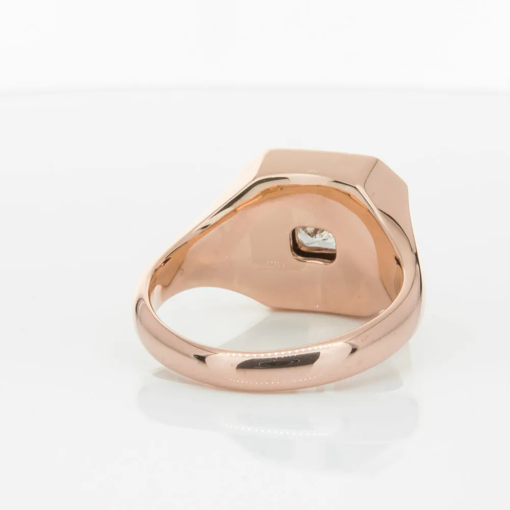 14ct Rose Gold Diamond Mens Signet Ring