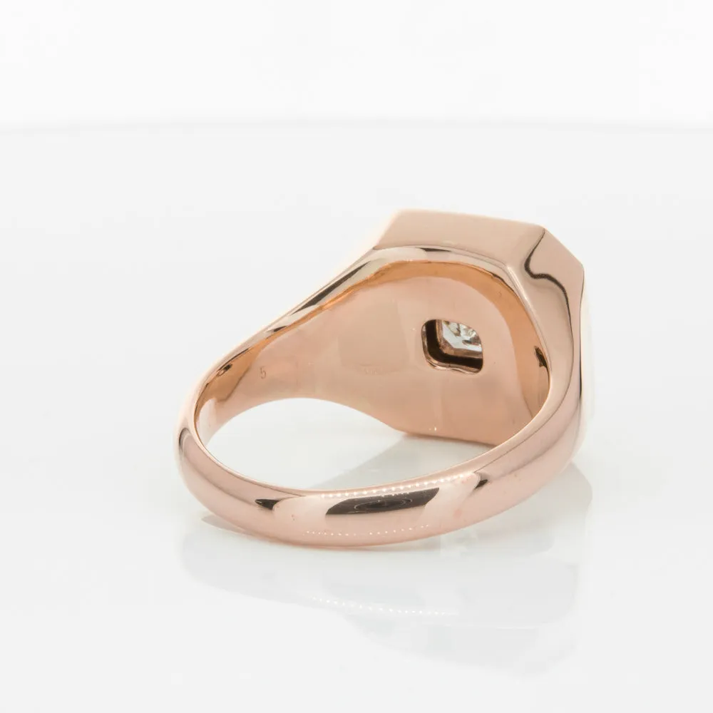 14ct Rose Gold Diamond Mens Signet Ring