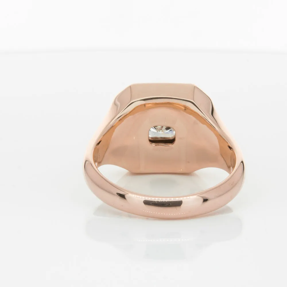 14ct Rose Gold Diamond Mens Signet Ring