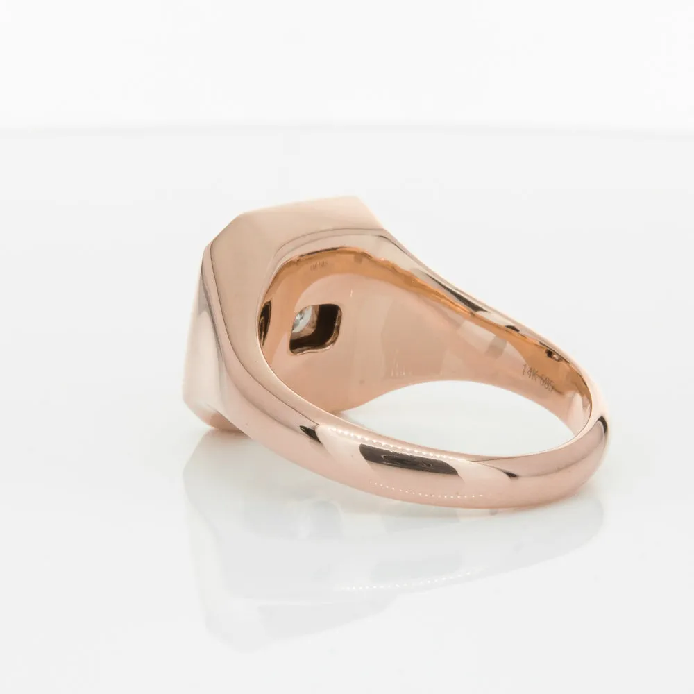 14ct Rose Gold Diamond Mens Signet Ring