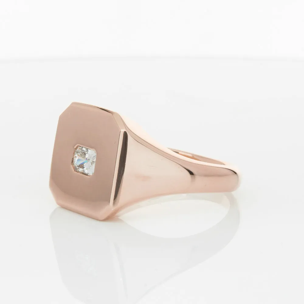 14ct Rose Gold Diamond Mens Signet Ring