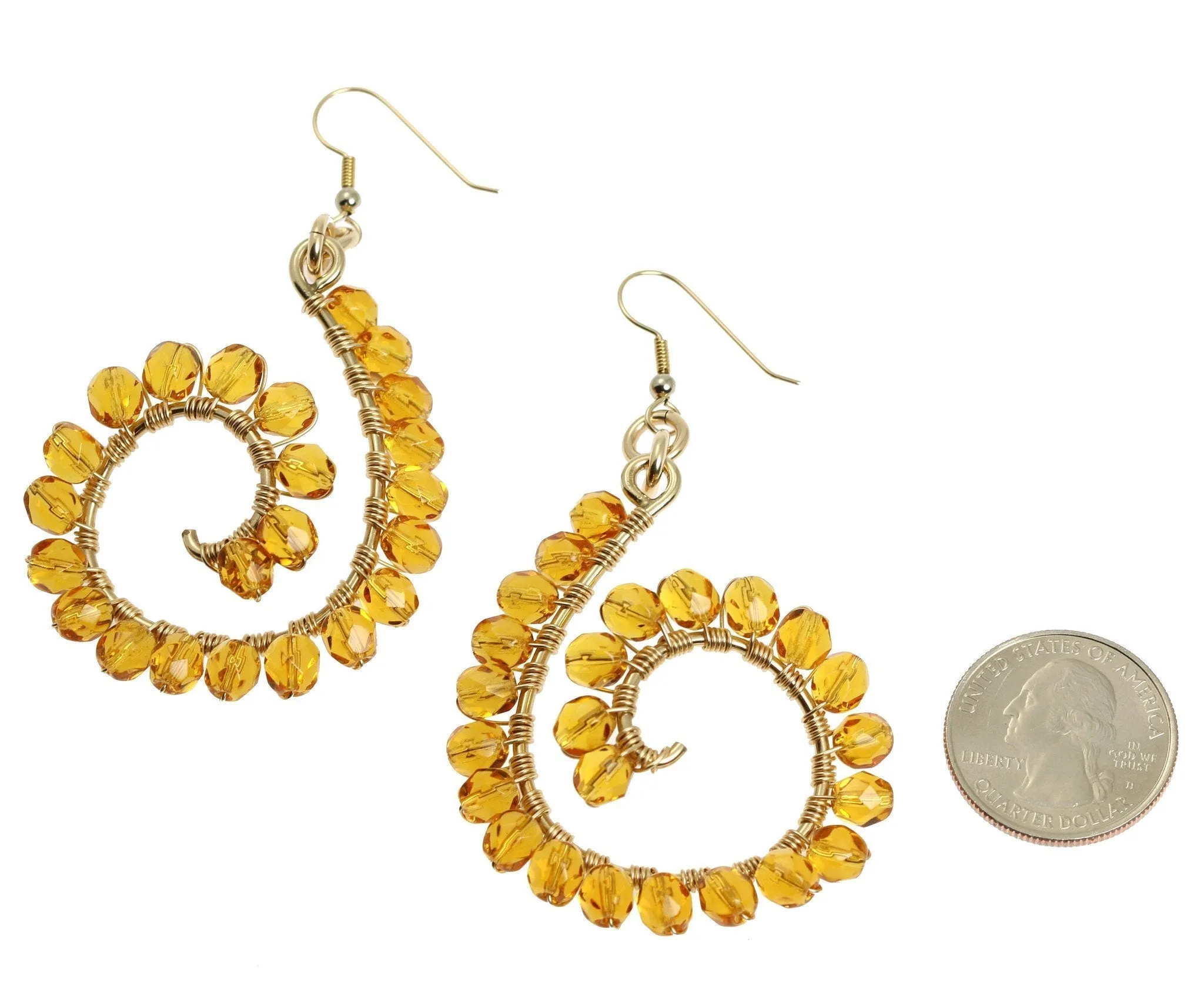 14K Gold-filled Amber Wire Wrapped Earrings