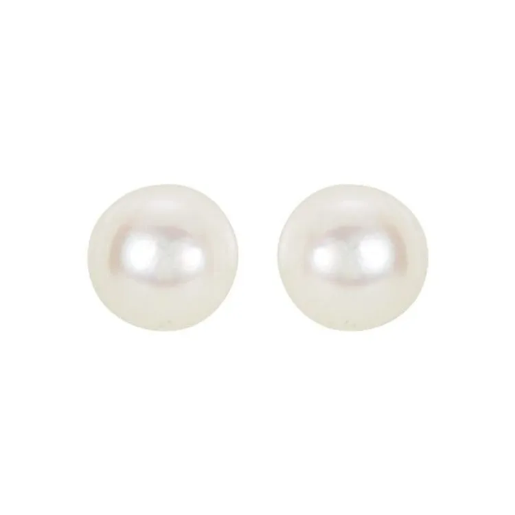 14K White 4 mm Cultured White Akoya Pearl Earrings