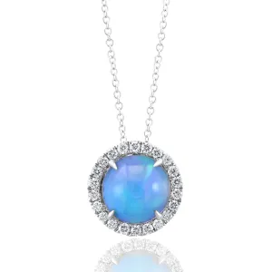 14K White Gold Opal and Diamond Necklace