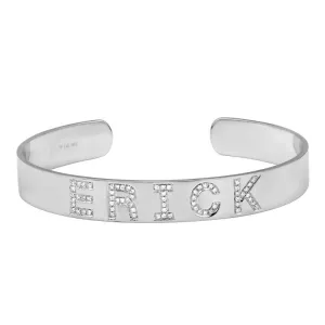 14K White Gold Personalized Bangle