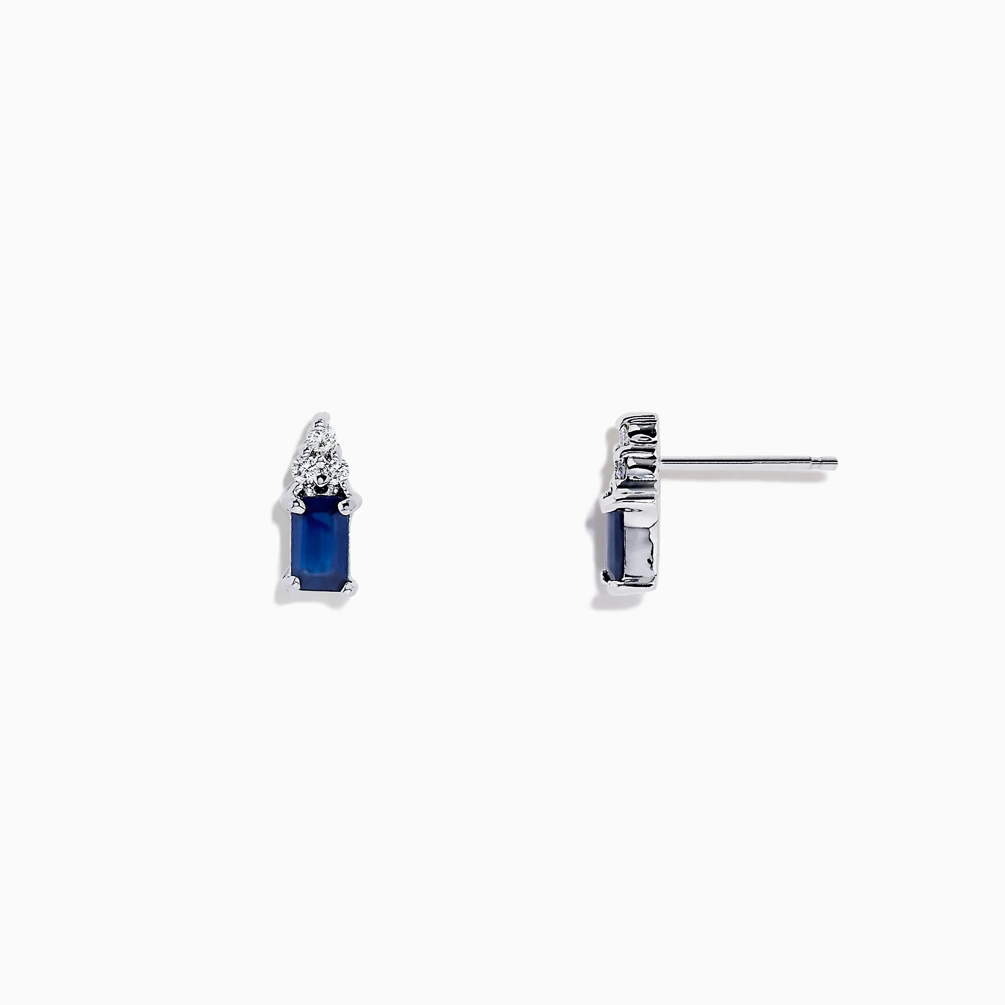 14K White Gold Sapphire and Diamond Earrings, 0.85 TCW