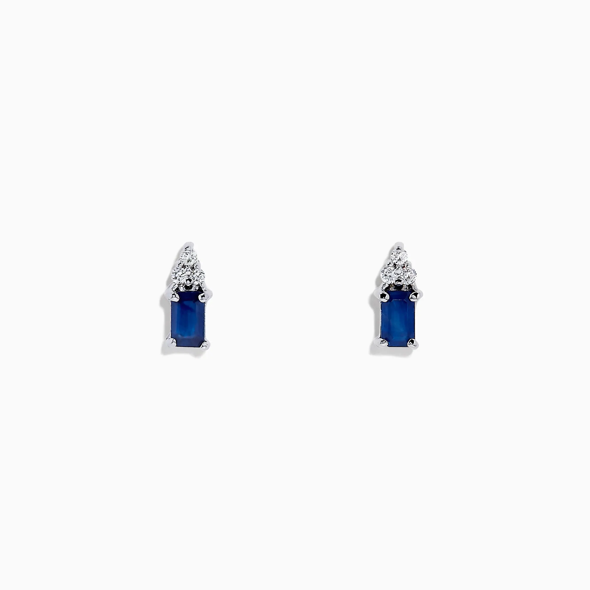 14K White Gold Sapphire and Diamond Earrings, 0.85 TCW