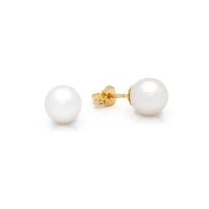 14k Yellow Gold 8mm Pearl Post Earrings