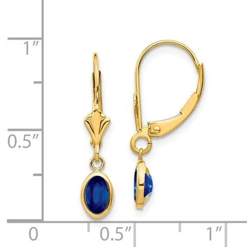 14KT GOLD 1.36 CTW SAPPHIRE BEZEL-SET LEVERBACK EARRINGS