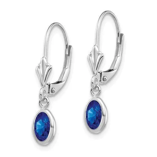 14KT GOLD 1.36 CTW SAPPHIRE BEZEL-SET LEVERBACK EARRINGS