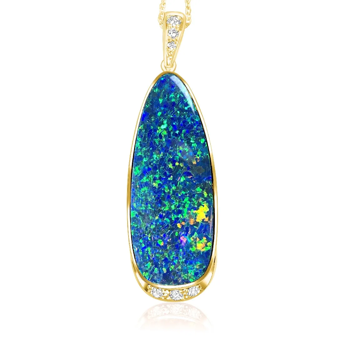 14kt Yellow Gold 12.77ct Opal doublet and Diamond pendant