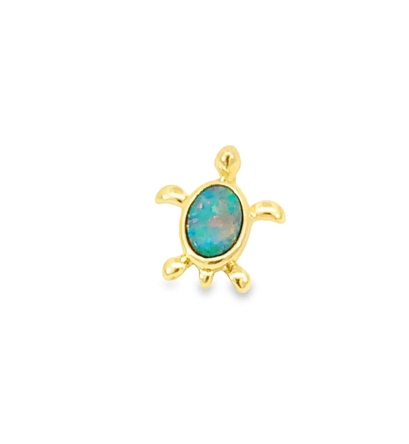 14kt Yellow Gold Turtle shape pendant set with one Boulder Opal 0.74ct