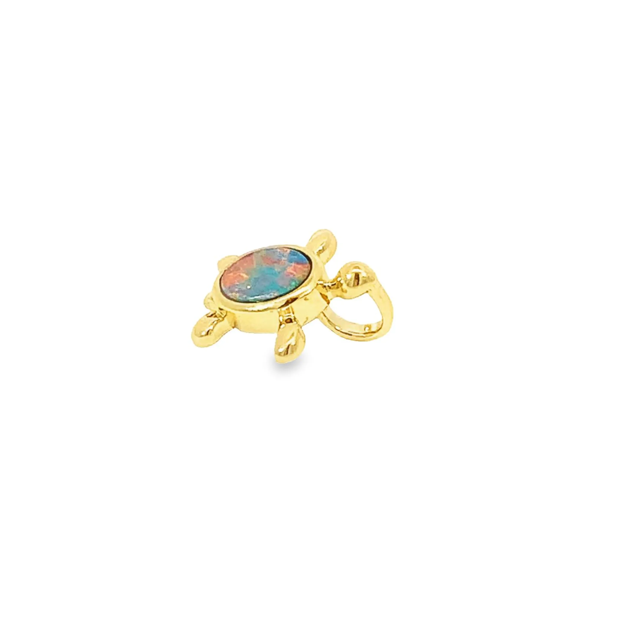 14kt Yellow Gold Turtle shape pendant set with one Boulder Opal 0.74ct