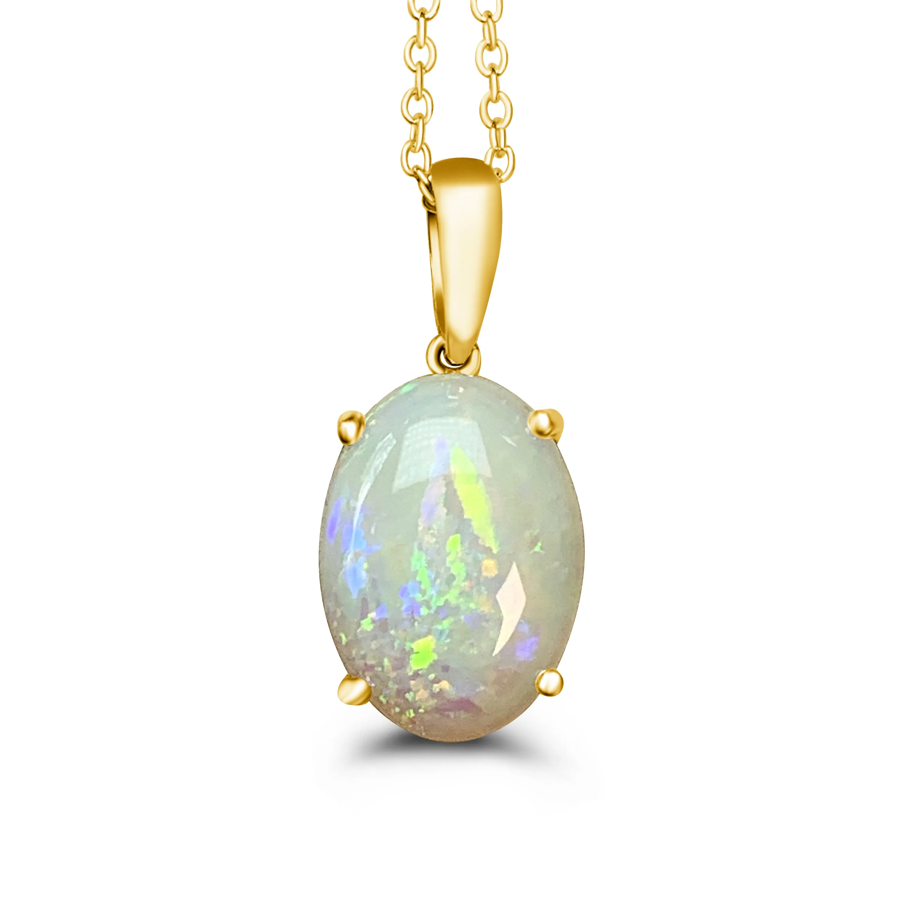 14kt Yellow Gold White Opal 13.7x10mm pendant