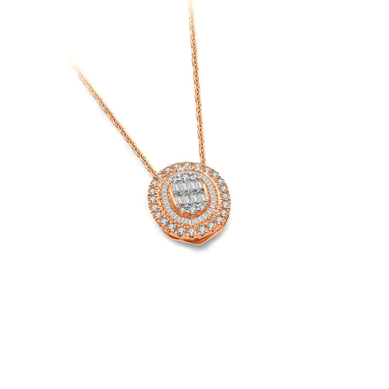 18k Gold 2 ways Round Diamond Necklace