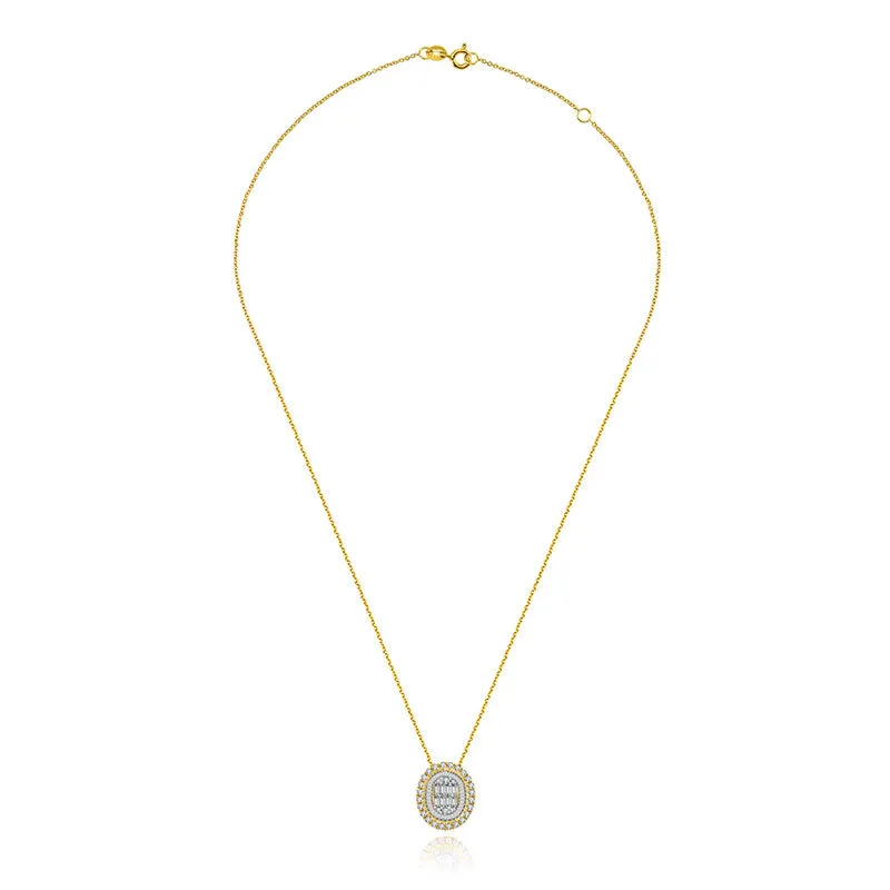 18k Gold 2 ways Round Diamond Necklace