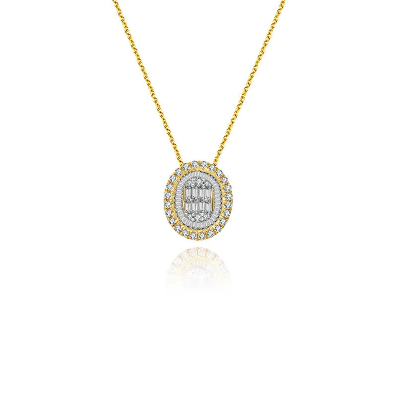 18k Gold 2 ways Round Diamond Necklace