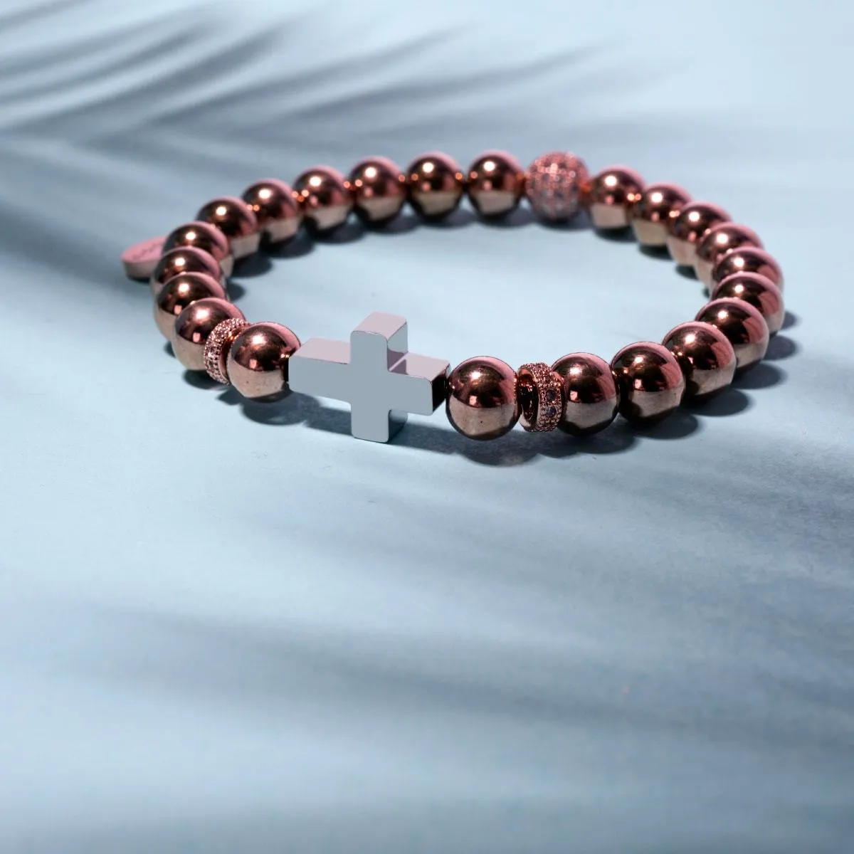 18k Rose Gold and Silver | Gilded Cross Bracelet