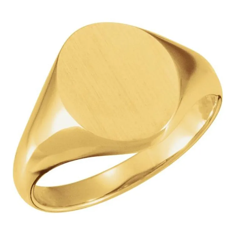 18K Yellow 11x9.5 mm Oval Signet Ring