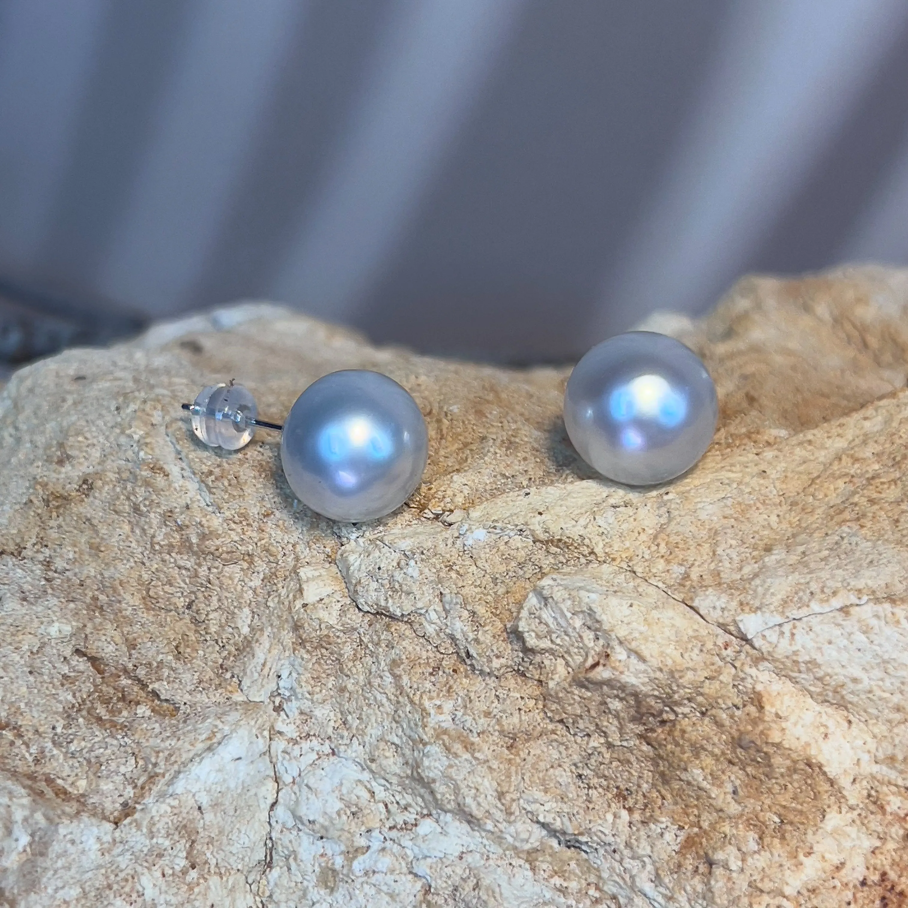 18kt White Gold South Sea 12mm studs