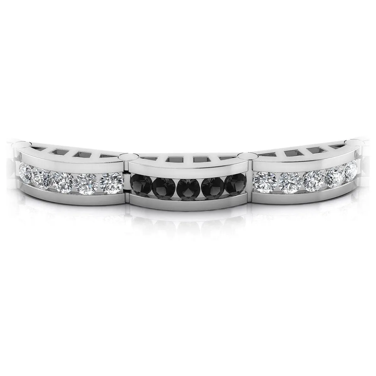 2.00-2.00 CT Round Cut Black Diamonds & Diamonds - Diamond Bracelet