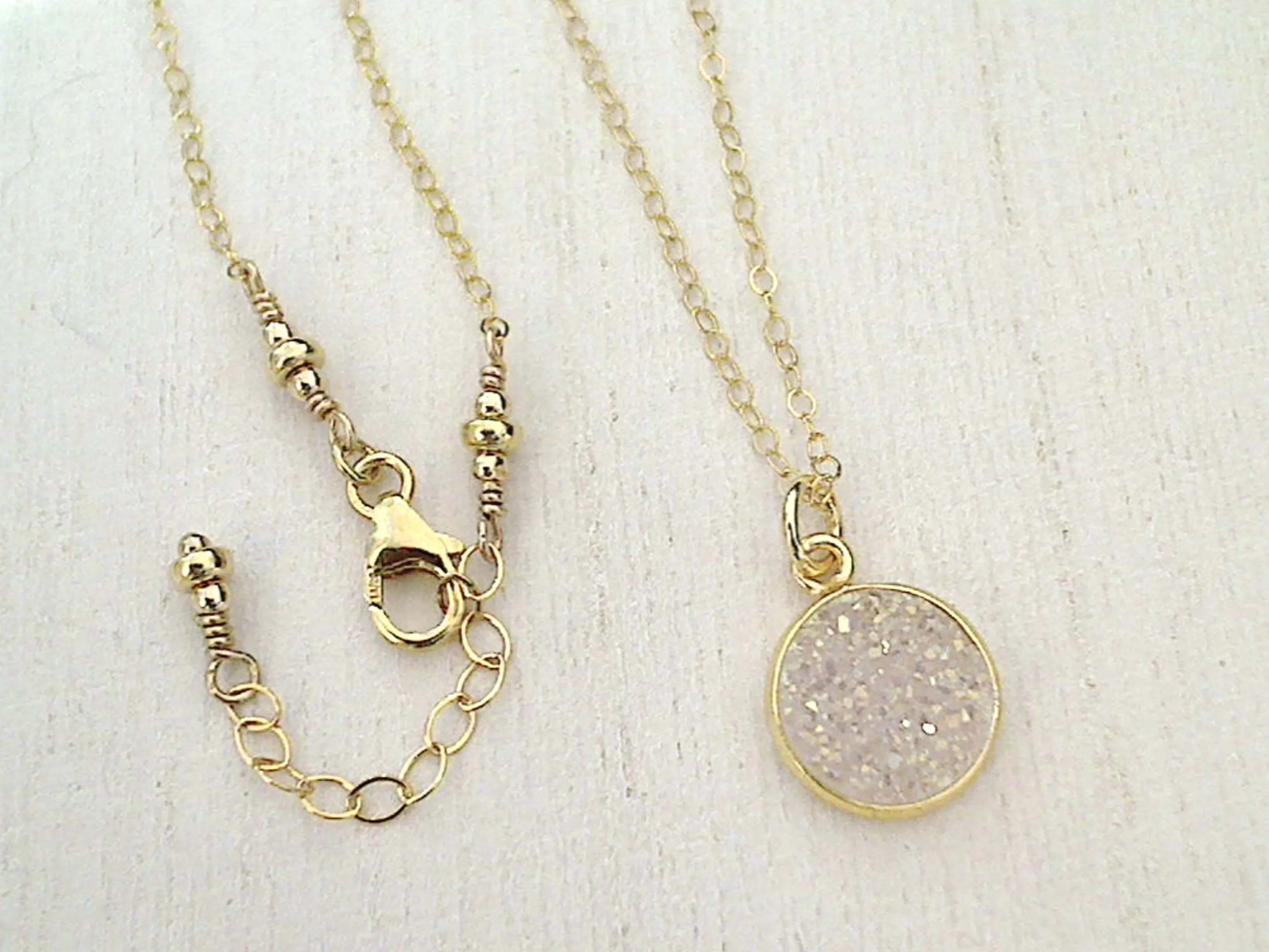 20" - 21" Druzy Quartz, Gold Filled Necklace