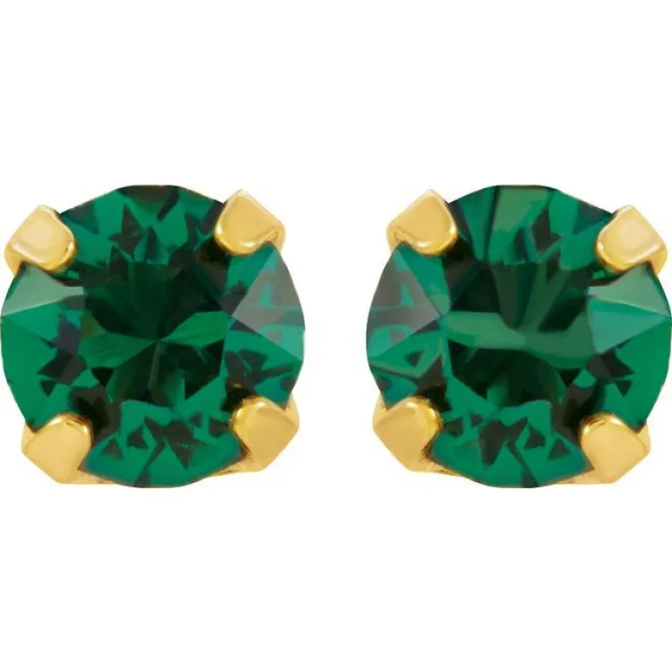 24K Gold-Plated Stainless Steel Imitation Emerald Inverness® Piercing Earrings