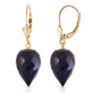 25.7 Carat 14K Solid Yellow Gold Drop Briolette Sapphire Earrings