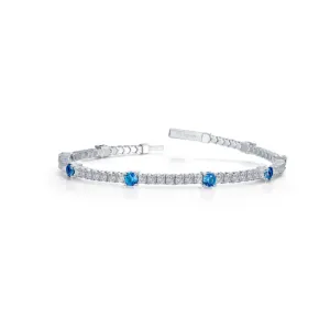 3.25 CTW Blue Topaz Station Flexible Tennis Bracelet