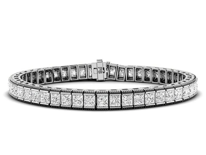 5.50-16.50 CT Princess Cut Diamonds - Diamond Bracelet