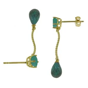 7.9 Carat 14K Solid Yellow Gold Dangling Earrings Natural Emerald