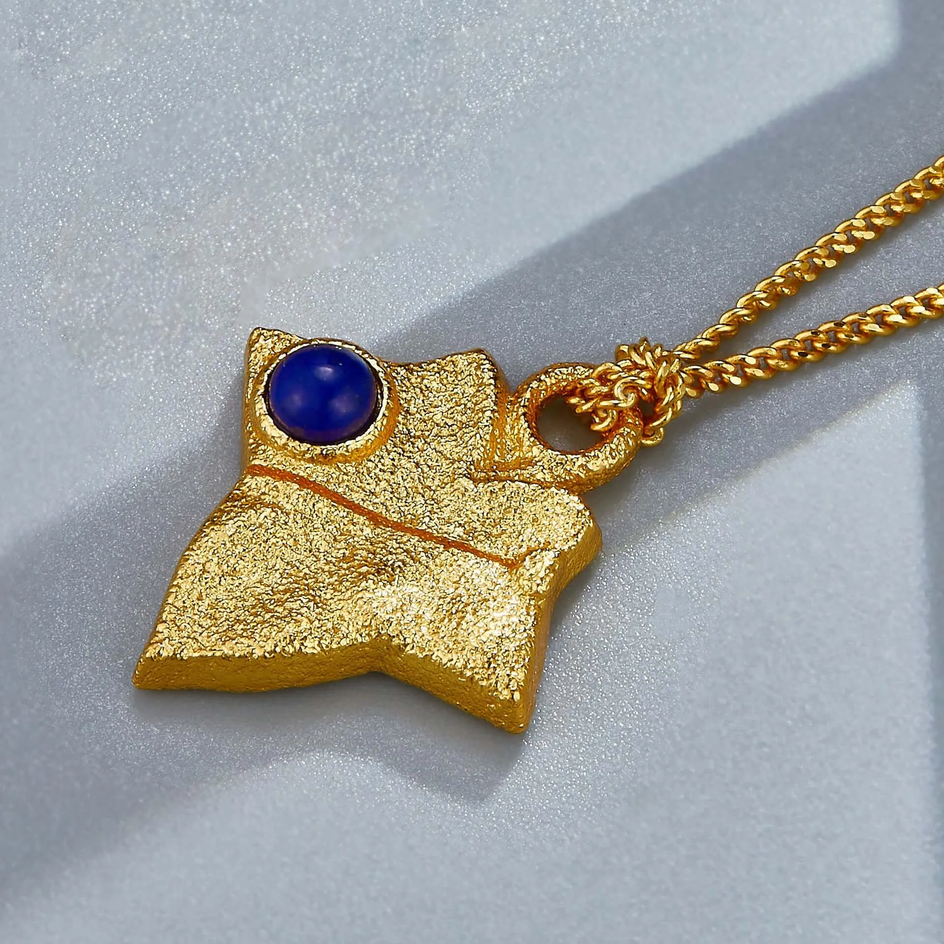 925 Silver Autumn Leaf Natural Lapis Lazuli Necklace