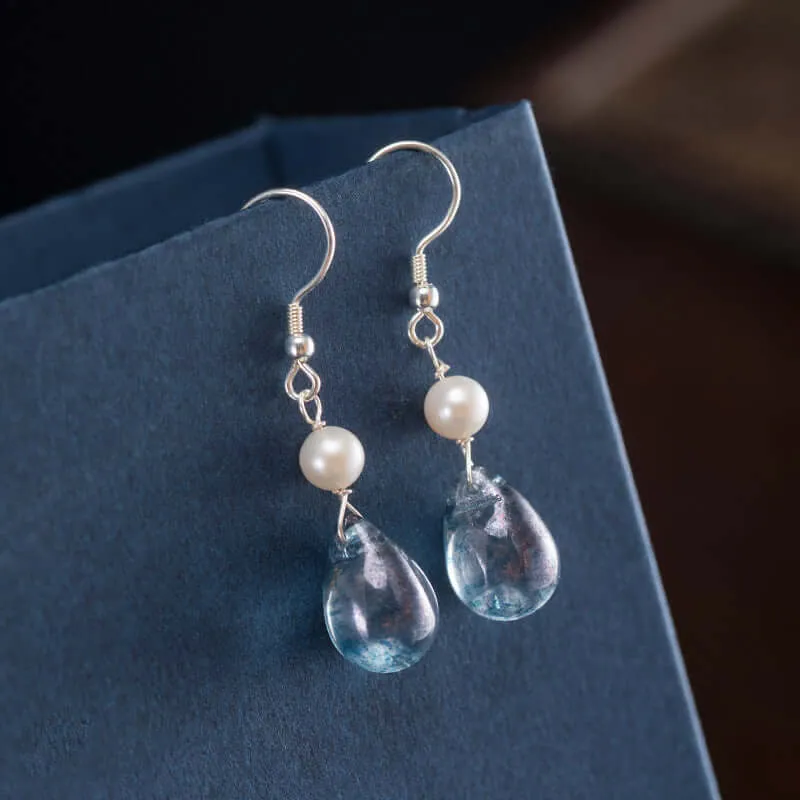 925 Silver Ink Pearl Earrings