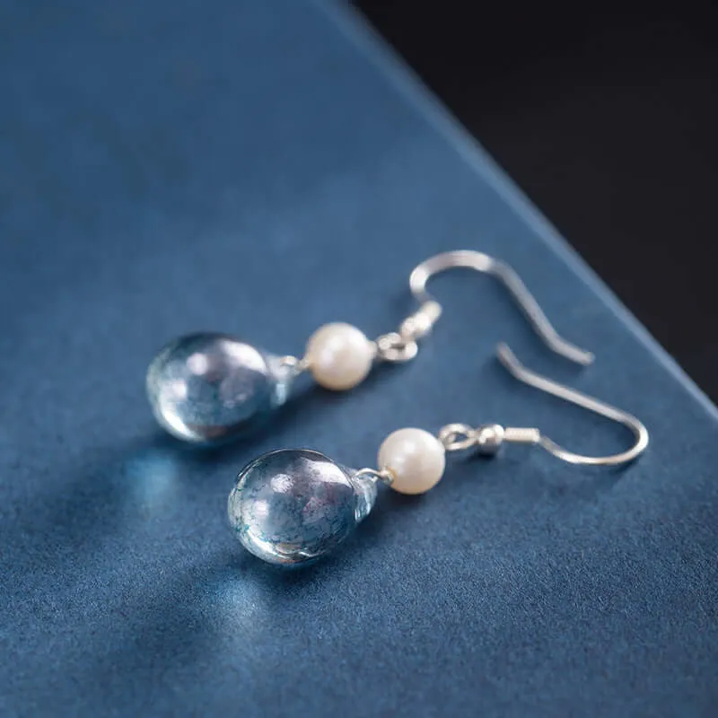 925 Silver Ink Pearl Earrings