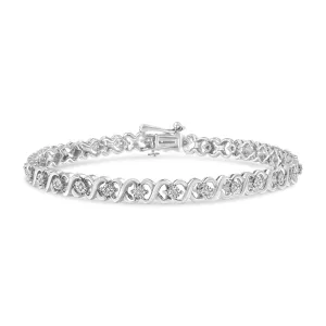 .925 Sterling Silver 1/6 Cttw Miracle Set Diamond Infinity Link and Station Tennis Bracelet (I-J Color, I3 Clarity) - 7.25 " Inches