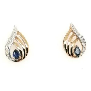 9ct Gold Diamond & Sapphire Earrings