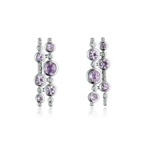 9ct White Gold & Pink Sapphire Climber Earrings