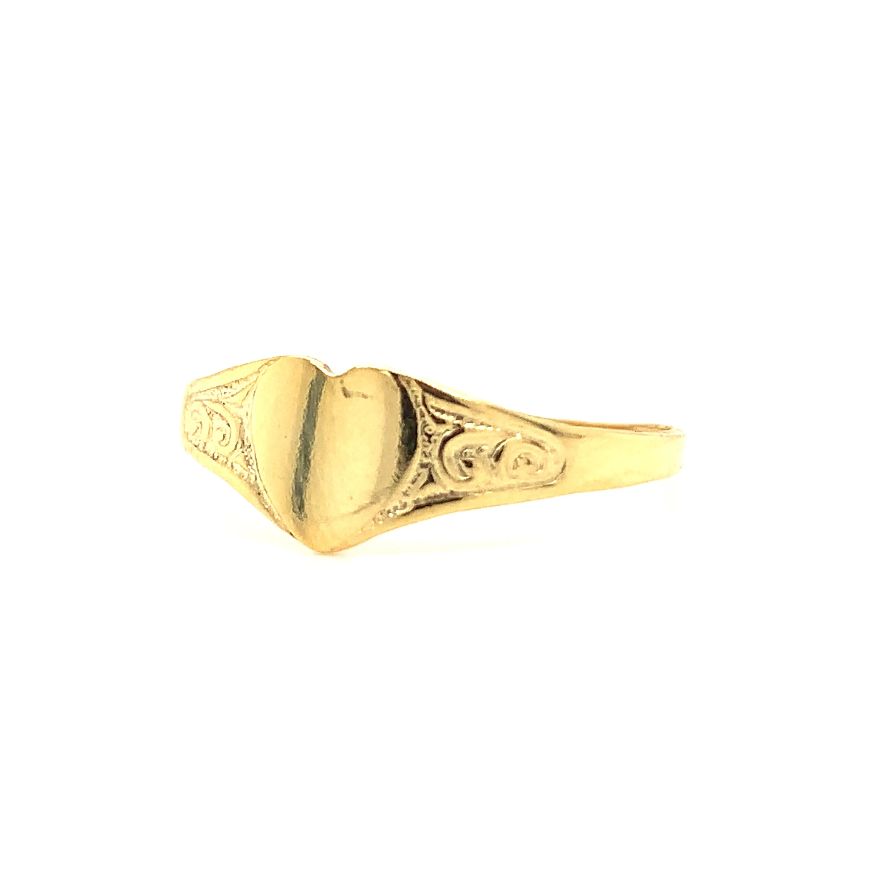 9ct Yellow Gold Petite Heart Signet Pinky Ring