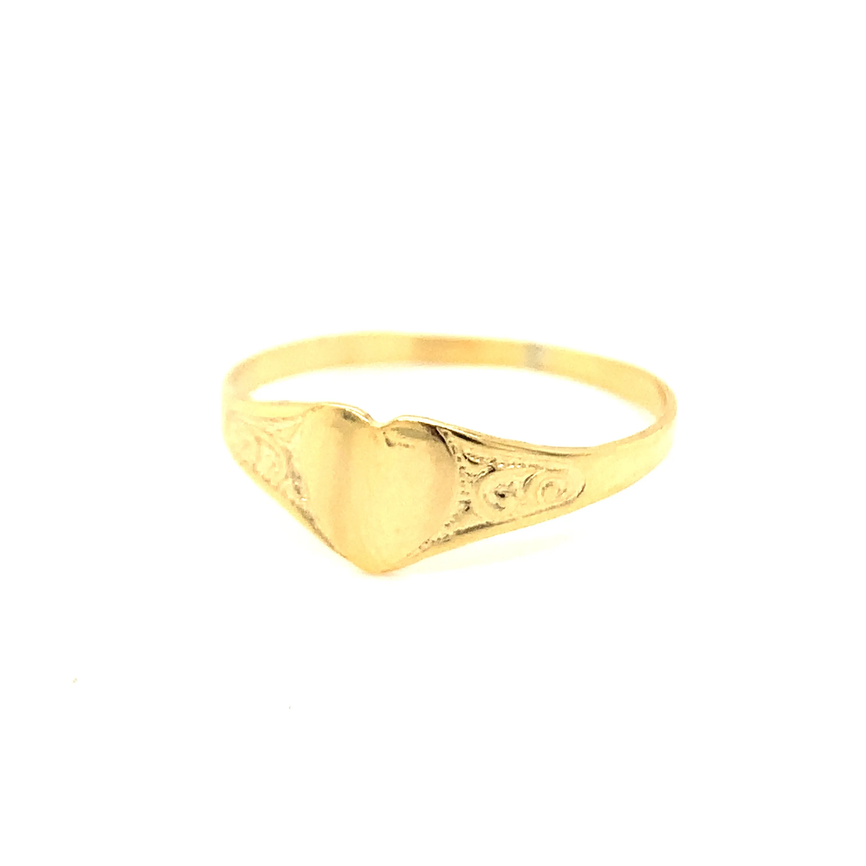 9ct Yellow Gold Petite Heart Signet Pinky Ring